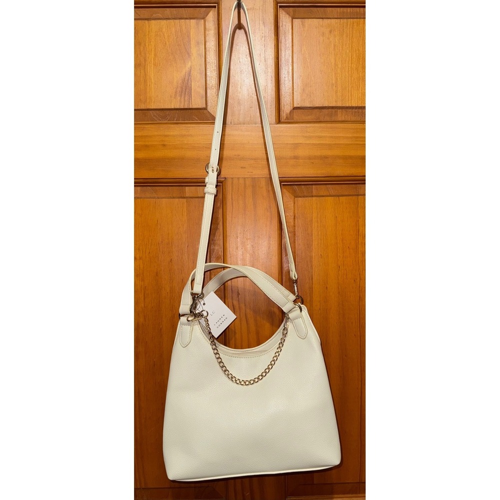 LC Lauren Conrad Autumn Charm Top Handle Bag White Oak Crossbody Gold Hardware